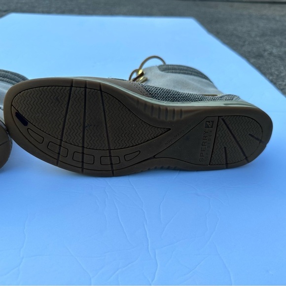 Sperry Hikerfish Women's Linen Leather Sparkle Suede Boots 7M Tan Gold - Picture 6 of 7